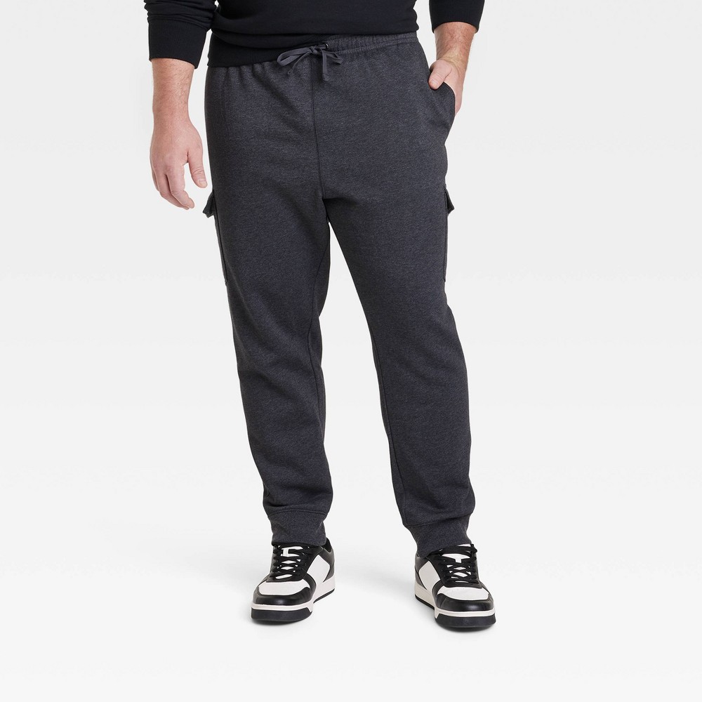 Men's Big & Tall Tapered Fleece Cargo Jogger Pants - Goodfellow & Co™ Charcoal Gray 4XLT -  88374853
