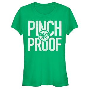 Juniors Womens Marvel St. Patrick's Day Captain Marvel Pinch Proof T-Shirt - 1 of 4