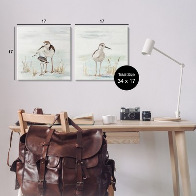 Sandpipers Among Beach Grasses Canvas Wall Art Set