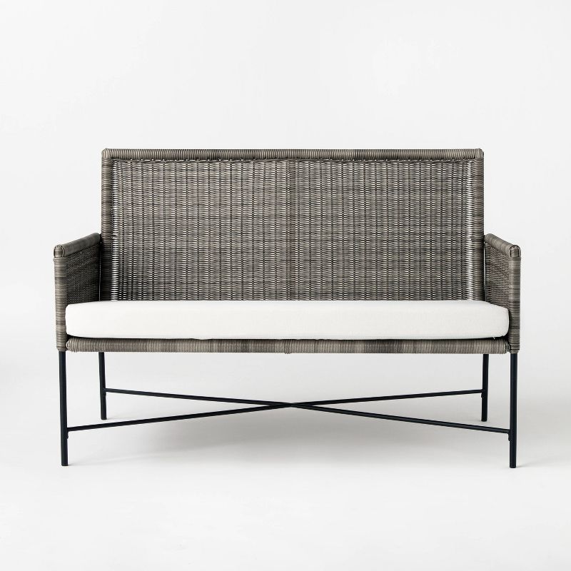 Wicker &#38; Metal X Frame Outdoor Patio Loveseat - Gray - Threshold&#8482; designed with Studio McGee, 4 of 9