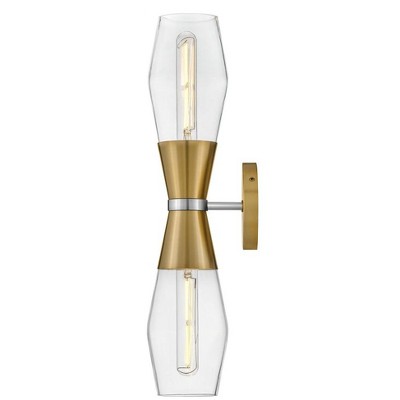 Livie Lacquered Brass and Clear Glass 2-Light Wall Sconce