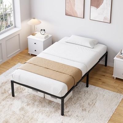 6 Inch Twin Bed Frame No Box Spring Needed, Heavy Duty Metal Platform Bed Frame Twin Size, Black