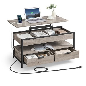 VASAGLE Lift Top Coffee Table with Storage Drawers and Charging Station, Hidden Compartments and Open Shelf - 1 of 4