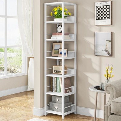 Hommoo 6-Tier Corner Shelf, Narrow Bookshelf Storage Rack