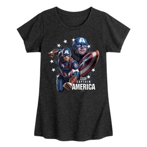 Girls' - Marvel - Captain America Collage Fitted Short Sleeve Graphic T-Shirt - 1 of 4
