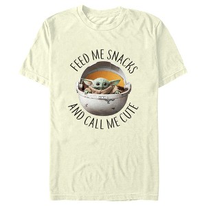 Men's Star Wars: The Mandalorian Grogu Feed Me Snacks and Call Me Cute T-Shirt - 1 of 4