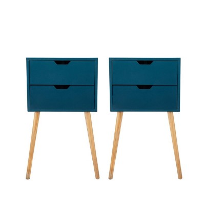 NicBex Mid-Century Nightstand Set of 2 Bedside End Table with Sliding Drawers for Bedroom & Living Room