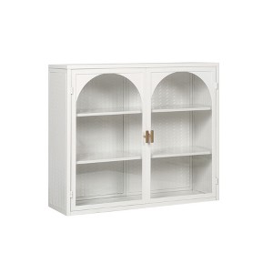 Sapphtopaz Modern Wall Mounted Storage Cabinet with Glass Doors,Bathroom Wall Cabinet with 3-Tier Shelf,Bathroom Cabinet for Bathroom - 1 of 4