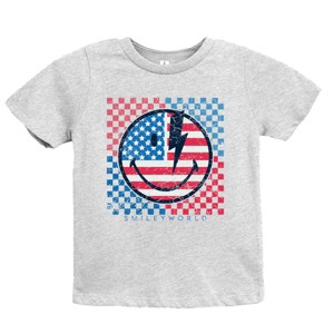 The Juniper Shop SmileyWorld Patriotic Checkered Lightning Youth Short Sleeve Tee - 1 of 4