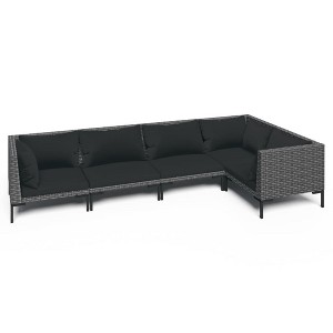 vidaXL Patio Lounge Set Outdoor Sectional Sofa Set Table Poly Rattan Dark Gray - 1 of 4