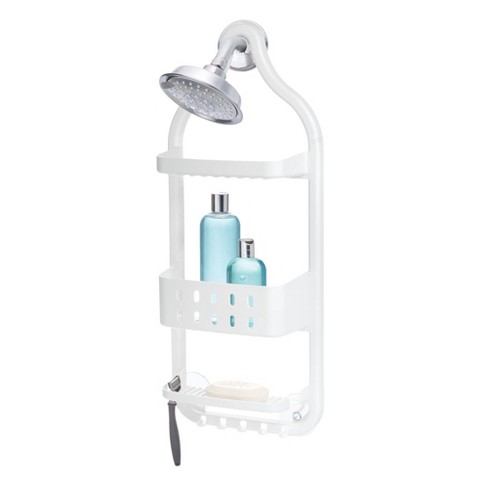 iDesign Everett Matte Black Push-Lock Suction Shower Caddy