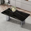 CENGHU Modern Minimalist Rectangular Dining Table with Black or White Patterned Glass Desktop and Golden Metal Legs,  71" *39.3" *29.5"  Kitchen Table - 2 of 4