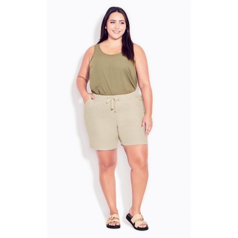 Evans  Women's Plus Size Linen Blend Short - Stone - 22w : Target