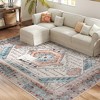HOMCOM 8x10 Area Rug, Vintage Machine Washable Rug, Non-Slip Floor Carpet for Living Room, Bedroom, Dining Room, Home Office, Brown and Blue - 4 of 4