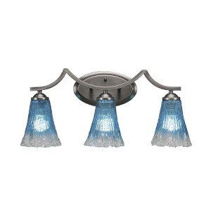 Toltec Lighting Zilo 3 - Light Vanity in  Graphite with 5.5" Fluted Teal Crystal  Shade - 1 of 1