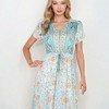 Anna-Kaci Women's Floral Print Midi Dress With Short Sleeves And Drawstring Waist - image 3 of 4