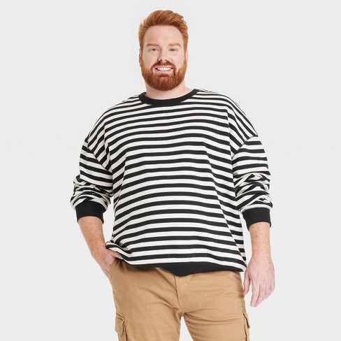 Men's Big & Tall Striped Crewneck Pullover Sweatshirt - Goodfellow & Co™  Black Xxlt : Target