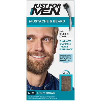Just For Men Mustache & Beard Beard Color - ing for Gray Hair with Brush Included  Color - Light Brown M25