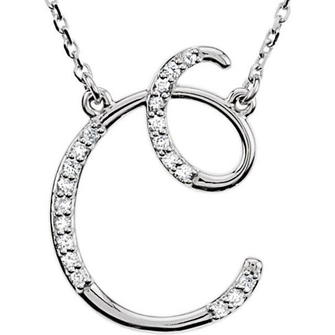 Initial Pendant A Letter Charms Diamond Necklace 18K Gold-G,VS 18 Chain / White Gold