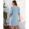 Women's V Neck Puff Sleeve Mini Dress Bow Detail Flowy Summer Party Dress Casual Sundress - 2 of 4