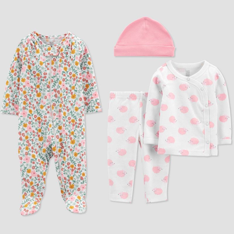 Carter&#39;s Just One You&#174; Baby Girls&#39; 4pc Animal Print Pajama Set - Pink/Off-White, 1 of 5