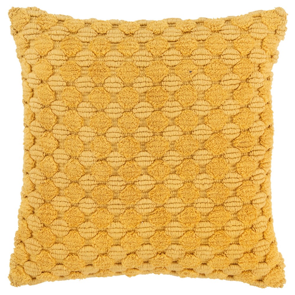 Photos - Pillow 20"x20" Oversize Solid Textured Square Throw  Cover Yellow - Rizzy H