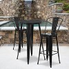 Emma and Oliver Commercial Grade 24" Round Metal Indoor-Outdoor Bar Table Set with 2 Cafe Stools - 2 of 4