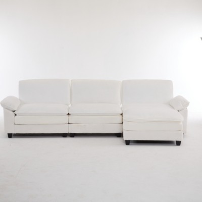 GlasFlength Sectional Sofa, 3 Piece Modular Couches with Upholstered, Fabric Couch with High Supportive for Living Room, Beige, 35"*22.4"*19"