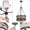 LNC Martin 5-Light 19" Farmhouse Drum Small Chandelier, Matte Black and Distressed Brown Wood - 4 of 4