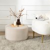KINWELL Round Upholstered Pouf Ottoman Footrest - 2 of 4