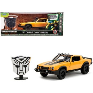 1977 Chevrolet Camaro Off-Road Version Yellow Met. w/Black Stripes & Statue "Transformers" (2023) 1/24 Diecast Model Car by Jada - 1 of 4