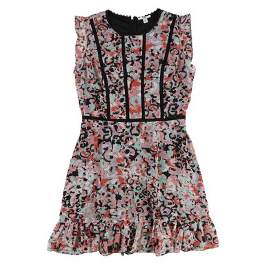 bar III Womens Floral Ladder Trim A-line Dress