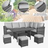 7-Piece Outdoor Patio Furniture Set – Rattan Chairs with Ottoman & Wood Coffee Table, Wicker Sectional Conversation Sofa in Beige - 3 of 4