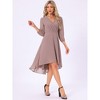 INSPIRE CHIC Women's V Neck Sheer 3/4 Sleeve Wrap Cocktail Midi Dresses - 2 of 4