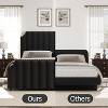 Platform Bed Frame with 50.2" Headboard, Velvet Upholstered Bed Frame Queen with Vertical Channel Tufted Headboard & Footboard, Nailhead Trim - 4 of 4