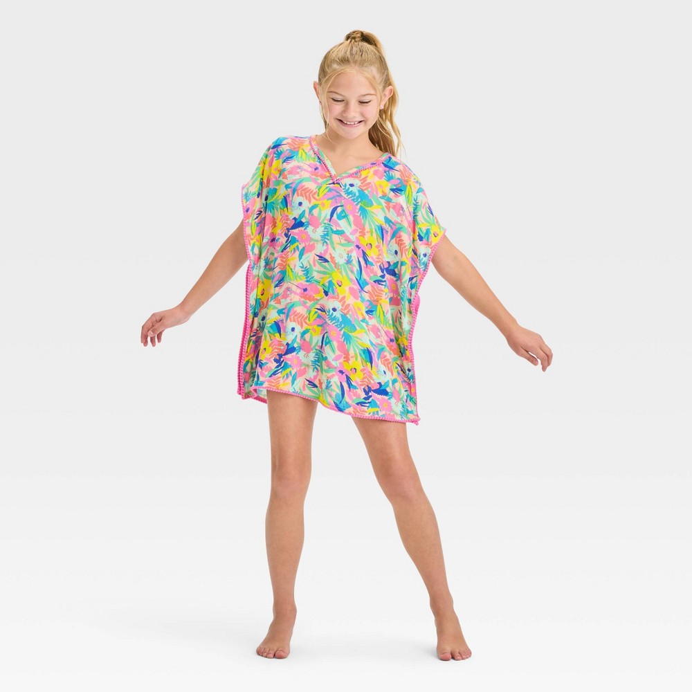Photos - Swimwear Girls' Floral Printed Cover Up Top - Cat & Jack™ XS