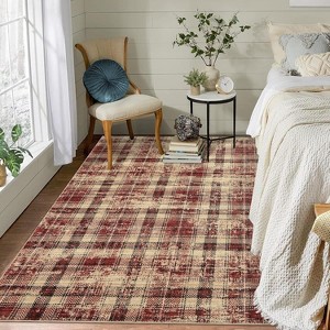Nasitip Washable Rug -Modern Plaid Area Rug Non Slip Soft Rugs for Bedroom Home Office Dining Room - 1 of 4
