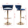 SKRAN Velvet Swivel Bar Stool Set of 2 Adjustable 360° Swivel Bar Height Chair Woven Hollow Back For Kitchen Island, Cafe, Pub, Bar Counter - 2 of 4