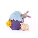 ZippyPaws - Holiday Burrow, Interactive Squeaky Hide and Seek Plush Dog Toy - Easter Egg and Friends