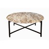 HomeRoots 32" Brown and Charcoal Genuine Marble Round Coffee Table - 4 of 4