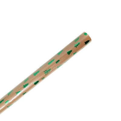 Gift Wrap Foil Tree on Kraft Green - Spritz™
