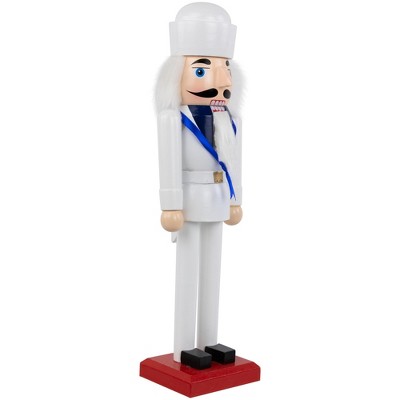 14" White and Blue Navy Sailor Christmas Nutcracker