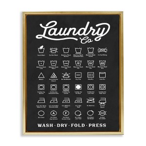 Stupell Industries Laundry Business Symbols Chart Floating Frame Canvas Art, Gold, 25" x 31" - 1 of 4