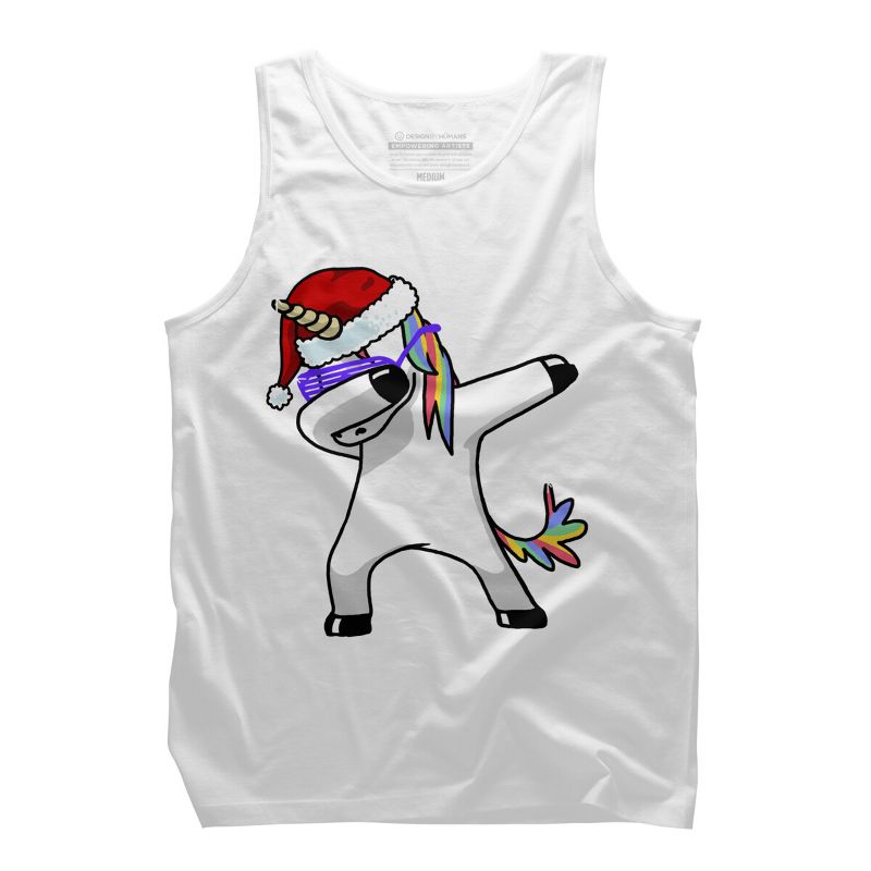 Men's Design By Humans Dabbing Unicorn Shirt Hip Hop Dab Santa Hat Christmas Shirt V By vomaria Tank Top, 1 of 4