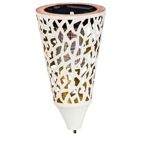 Evergreen Tapered Laser Cut Solar Interchangeable Finial, Ivory-  3.75x7.5x3.75 in Durable Hardware for Flags - 1 of 4