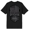Skull With Monochrome American Flag Men's Black Short Sleeve Tee - 3 of 4