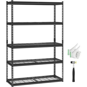 VEVOR Storage Shelves, 2500 lbs, 5 Tier Heavy Duty Garage Shelving, 18" D x 48" W x 72" H Adjustable Metal Shelves, Black - 1 of 4