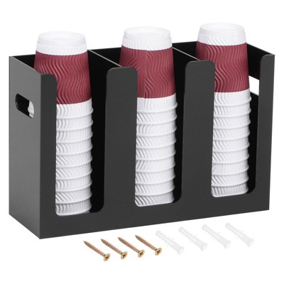 Unique Bargains Wall Mount Disposable Coffee Cup Dispenser with Handles 1 Set