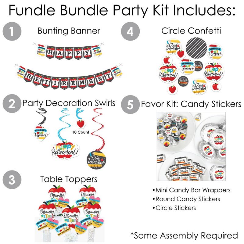 Big Dot of Happiness Teacher Retirement - Happy Retirement Party Supplies - Banner Decoration Kit - Fundle Bundle, 2 of 9