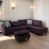 GlasFlength Sectional Sofas with Ottoman, Modern Large Modular Sectional Couch for Living Room, L Shape Upholstered Couch, Purple, Length 97.5" - 4 of 4
